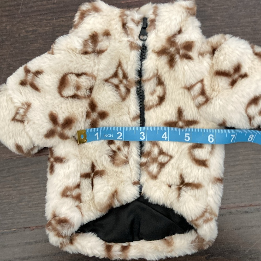 Beige Faux Fur Winter Small Dog Coat 🐶 - Picture 4 of 10